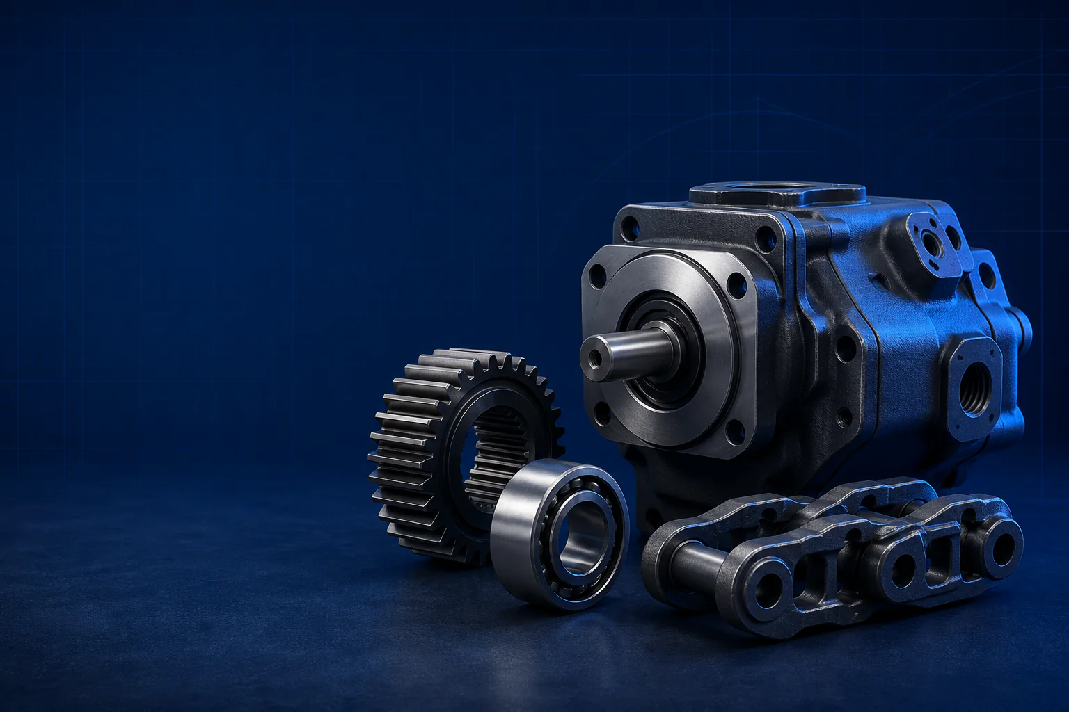 Earthmoving Pro Parts corporate project artwork featuring heavy-equipment components